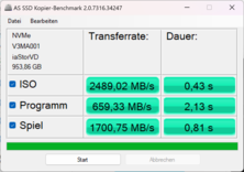 Benchmark de cópia de SSD da AS