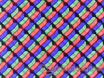 Subpixels RGB crocantes com granulometria mínima