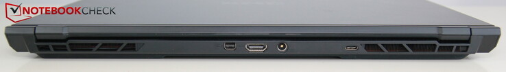 Traseira: miniDP, HDMI, alimentação, USB-C 3.2 Gen 2 (com DisplayPort)