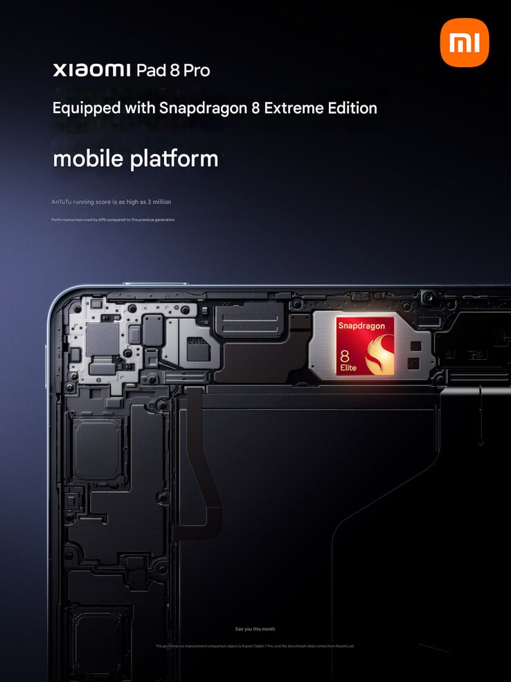 Xiaomi confirma o SoC do Pad 8 Pro (Fonte da imagem: Xiaomi - tradução automática)