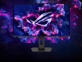 O ROG Strix OLED XG27UQDMS visto de frente.