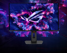O ROG Strix OLED XG27UQDMS visto de frente.