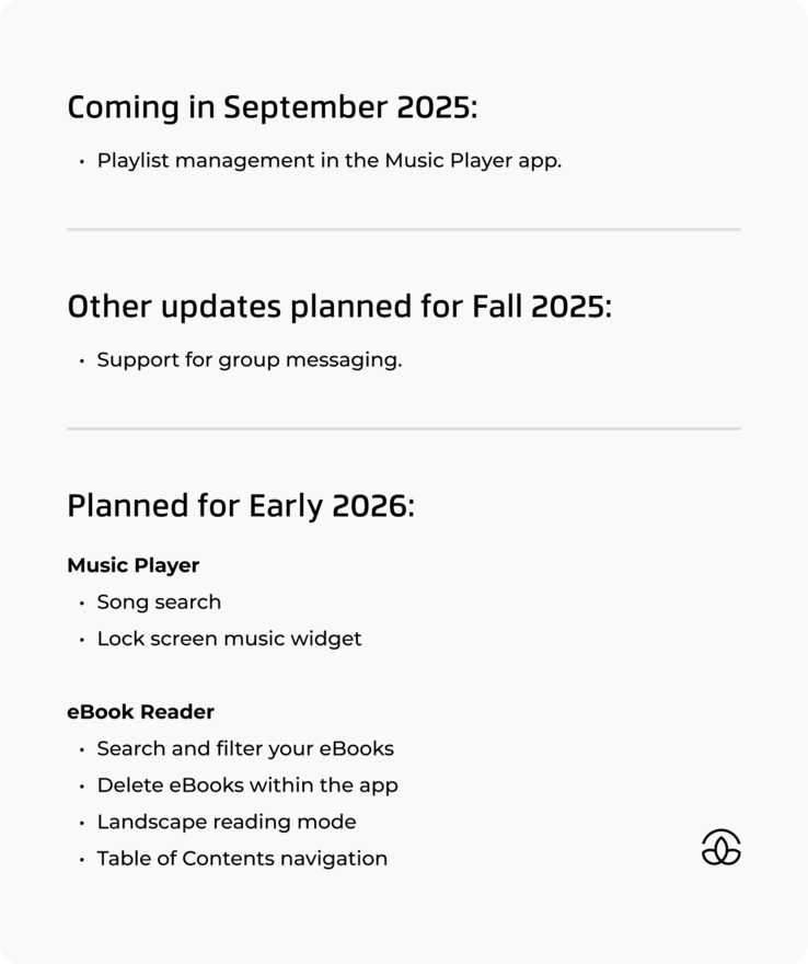 O roteiro de atualização do Mudita Kompakt do outono de 2025 até o início de 2026 (Fonte da imagem: Mudita)