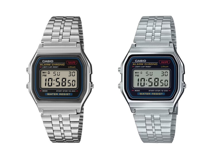 Os relógios Casio Vintage A159WE-1 (esquerda) e A159WA-N1 (direita)