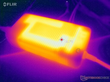 O adaptador AC pode chegar a mais de 50 C quando a carga é muito exigente por mais de uma hora