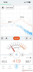 O ventilador é muito barulhento e funciona constantemente, oscilando entre 40 e 42 dB.