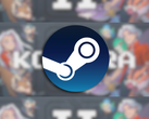 Na foto, o logotipo do Steam sobre a miniatura do jogo, desfocado.