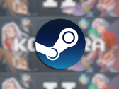 Na foto, o logotipo do Steam sobre a miniatura do jogo, desfocado.