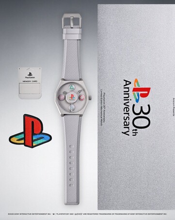 O relógio mecânico PlayStation Limited Edition vem em uma caixa de varejo especial e um emblema PlayStation. (Fonte da imagem: Anicorn)