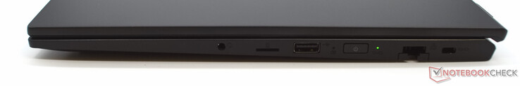 3.porta para fone de ouvido de 5 mm, leitor de cartão microSD, USB Tipo A, porta LAN, slot de trava Kensington