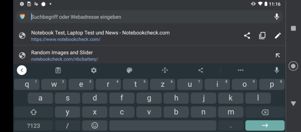 Teclado em modo paisagem