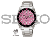 A edição Seiko 5 Sports SRPM07 Pink Panther, retratada em um fundo branco com o logotipo da Seiko sobreposto. (Fonte da imagem: Seiko UK)