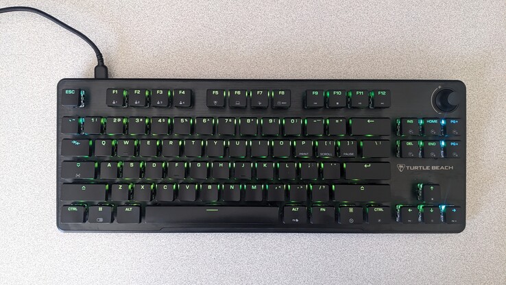 Vista superior do teclado Turtle Beach Vulcan II TKL com iluminação AIMO RGB