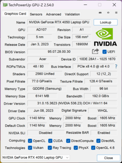 Laptop GPU-Z Nvidia GeForce RTX 4050