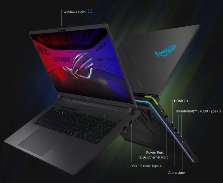 A Asus também equipa o ROG Strix G16 2026 com uma bateria de 90 Wh compatível com carregamento de 280 W.