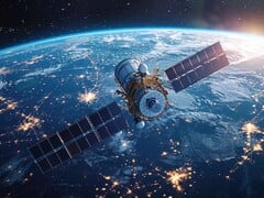 Uma imagem gerada por IA de um satélite orbitando a Terra. (Fonte da imagem: Александр Лобач, Adobe Stock)
