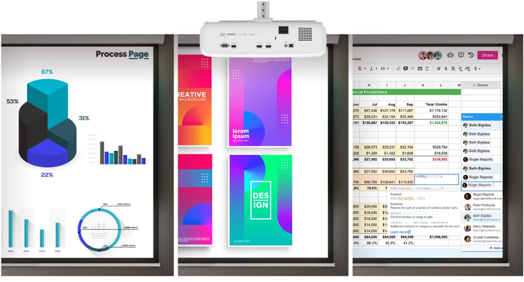 O Projetor LED BenQ LH730 possui os modos Infográfico, Apresentação e Planilha. (Fonte da imagem: BenQ)