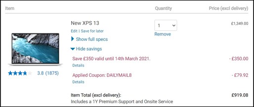 Negócio Dell XPS 13 9310. (Fonte da imagem: Dell)
