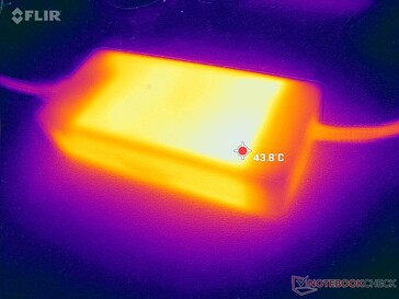 O adaptador AC pode alcançar mais de 44 C quando a carga é muito alta por longos períodos