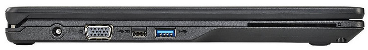 Left side: power connection, VGA port, 1x USB 3.1 Gen1 Type-C, 1x USB 3.1 Gen1 Type-A, SmartCard reader