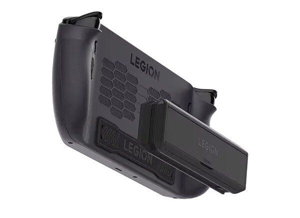 O banco de energia Legion Go 65W 12800mAH é fixado magneticamente na parte traseira do Legion Go S. (Fonte da imagem: Lenovo)