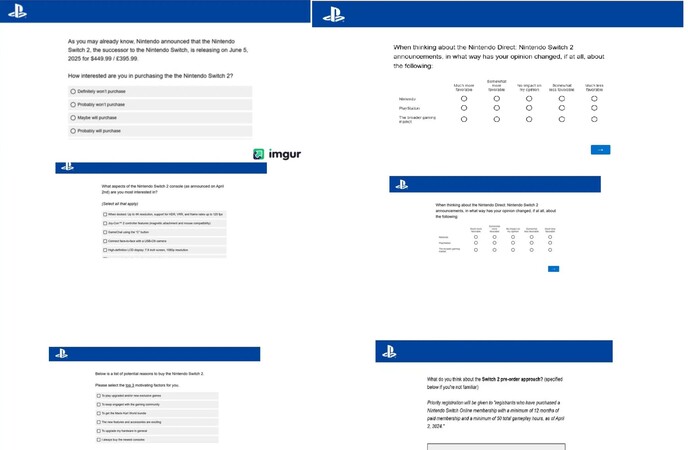 Pesquisa do PlayStation sobre o anúncio do Nintendo Switch 2 (Fonte da imagem: captura de tela, conta eXtas1s X)