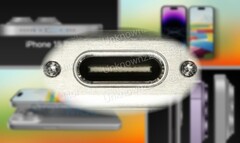 O mundo real Apple iPhone 15 Pro shot parece ter confirmado que uma porta USB-C foi incluída. (Fonte da imagem: 9To5Mac &amp;amp; @URedditor - editado)