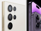 O rumor de que o projeto em forma de nota do Galaxy S23 Ultra pode não apelar para tantos como o iPhone 14 Pro. (Fonte de imagem: Technizo Concept/Apple - editado)
