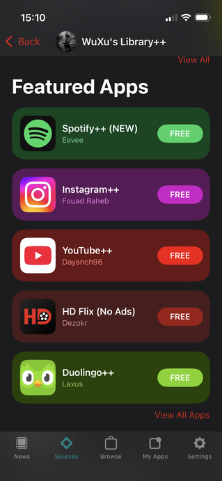 Fontes de terceiros da Altstore Classic oferecem acesso a aplicativos projetados para contornar recursos pagos de serviços como Spotify, Deezer, YouTube e Duolingo, bem como sites de TV pirata (Fonte da imagem: Notebookcheck)