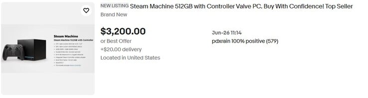 Steam Machine à venda no eBay. 