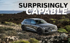 Apesar de sua clara vocação para a estrada, o Audi Q8 e-tron elétrico, com seu sistema quattro de motor duplo, consegue algumas proezas off-road impressionantes. (Fonte da imagem: Audi - editado)