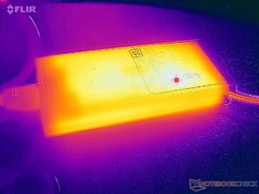 O adaptador CA atinge mais de 47 °C durante o jogo