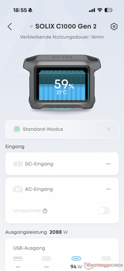 A visão geral mostra o status da bateria...
