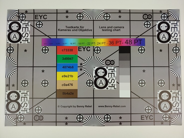 A photo of our test chart