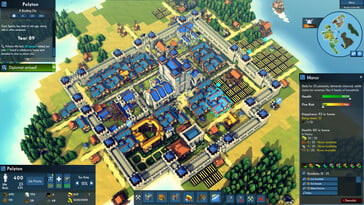 Uma imagem que mostra uma cidade no jogo “Kingdoms and Castles”.