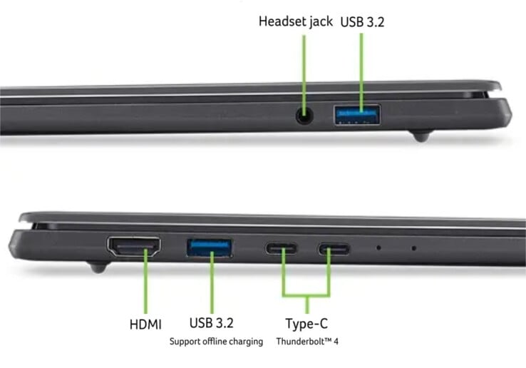 O laptop de 16 polegadas da Acer também possui uma bateria de 70 Wh compatível com carregamento de 100 W.