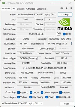GPU-Z RTX 4070 Laptop