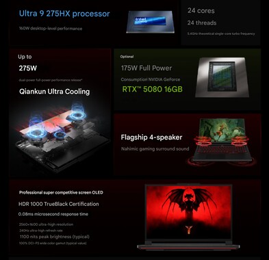 Características de hardware do laptop para jogos Lenovo Legion Y9000P Diablo IV. (Fonte da imagem: Lenovo via Weibo)