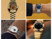 De cima para baixo, no sentido horário (na foto), temos a reedição do Q Timex 1972 Time Machine com mostrador marrom, a mesma reedição com mostrador azul, a reedição do Q Timex 1975 Enigma e o Timex x Peanuts Marlin Automatic. (Fonte da imagem: Timex - Editado)