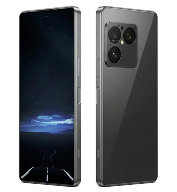 Uma imagem renderizada do suposto Xperia 1 VIII com uma tela de 21:9 e um design perfurado.