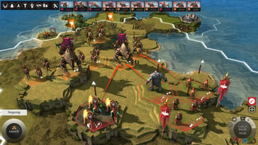Uma imagem mostrando uma batalha em Endless Legend.
