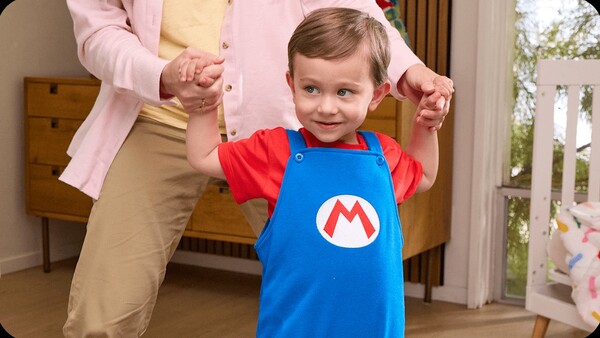 A Nintendo também venderá uma variedade de roupas com o tema Mario para bebês, crianças pequenas e crianças. (Fonte da imagem: Nintendo)