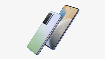 Os novos renders "Vivo X70" também podem revelar uma opção de cor para o telefone. (Fonte: OnLeaks x MySmartPrice)