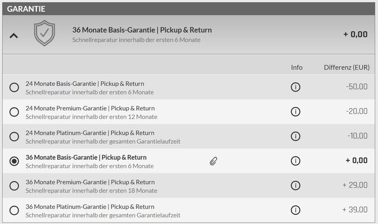 Opções de garantia