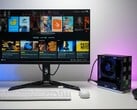 Framework Desktop PC executando o Bazzite OS conectado a um monitor que mostra uma interface de jogos Steam, semelhante a uma configuração de console. (ETA PRIME)