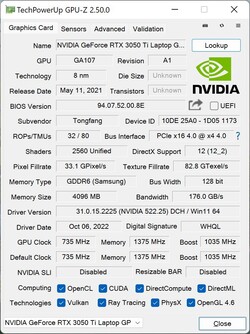 GPU-Z GeForce RTX 3050 Ti