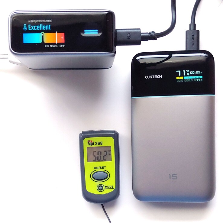 O Cuktech 10 Ultra atingiu 50,2°C (122,4°F) durante o teste.