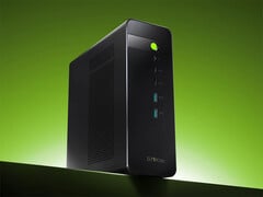 O Evo-X5 Pro é um pouco mais acessível que o Minisforum MS-S1 Max-P495. Na imagem: uma foto promocional que mostra a parte frontal do mini PC.