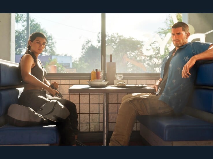 A cena completa da lanchonete, mostrada em duas imagens separadas pela LOVE Magazine.