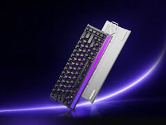 O Legion R9 está disponível com switches Huano Classic HiFi Latte personalizados e não personalizados. Na imagem: foto promocional que destaca o design do teclado.